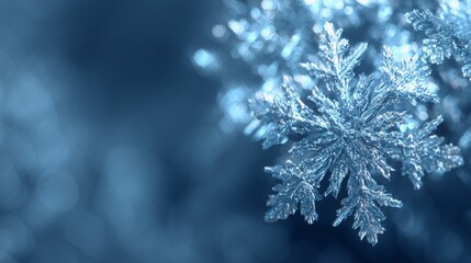 blue snowfall bokeh background, abstract snowflake background on blurred abstract blue