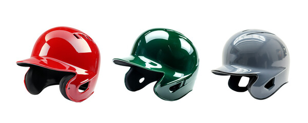 Fototapeta premium Set of Transparent Baseball Helmet (Red, Green and Ash color) - PNG 