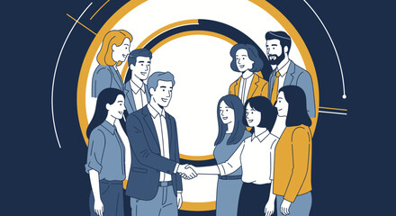Business Team Handshake: Collaboration and Agreement in Modern Workplace Context