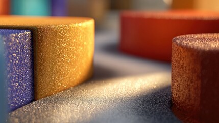 Multicolored Glittery Cylinders Abstract Design