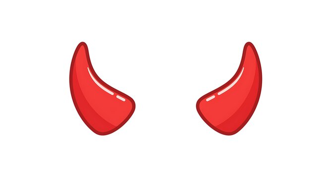 Bright red devil horns on white background vector illustration