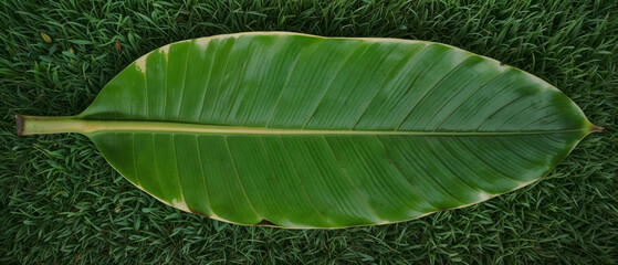 Banana leaf on the grass