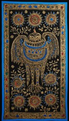 Ornamental Golden Eagle on Dark Blue