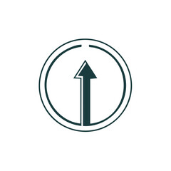 Clean up arrow icon within a circle symbolizing growth, direction, and forward movement