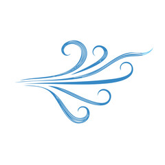 Stylized Illustration of a Wind Gust with Blue Curved Lines Blowing from Left to Right