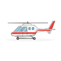 Hand Drawn Helicopter Vehicle in Side Profile Vector Illustration