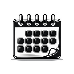 Monochrome calendar illustration design, schedule planning and organization concept