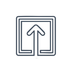 Stylized Vector Arrow Icon Pointing Up inside a Triple Lined Square Illustration