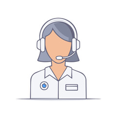 Fototapeta premium Call Center Woman with Headset Illustration Support Online Service