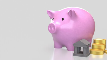 The Piggy Bank and Coins for Business or earn concept 3d rendering.