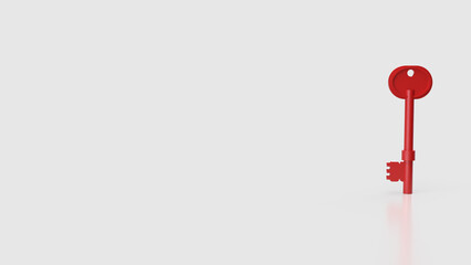 The Red Key On white Background for Security concept 3d Rendering.