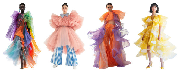 Fototapeta premium Vibrant avant-garde fashion showcase.