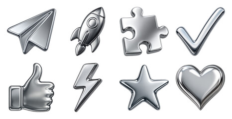 Naklejka na ściany i meble Metallic icons representing various concepts. Naklejka na ściany i meble Metallic icons representing various concepts.