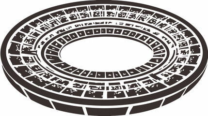 Isometric Vector Arena Amphitheater Icon - Black and White Top View for Sports, Events & Historical Entertainment