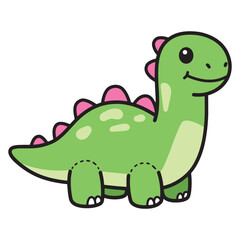 Cute green dinosaur TOY with pink spikes, a friendly and cheerful cartoon character perfect for children's decor or gifts