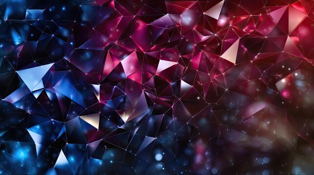 Abstract Polygonal Gemstone, Deep Hues of Purple and Blue
