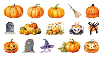 Whimsical Halloween pumpkin illustrations