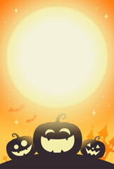 vector halloween background with pumpkins and moon