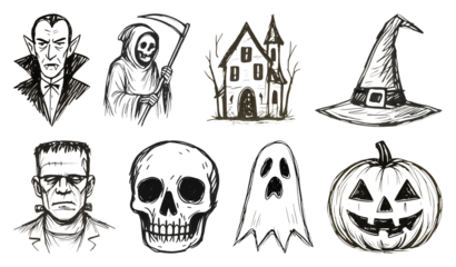 Spooky Halloween sketch collection.