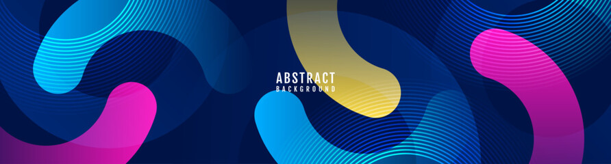 Blue abstract background overlap layer on dark space with rounded lines effect decoration. Modern graphic design element colorful style concept for web banner, flyer, card, or brochure cover