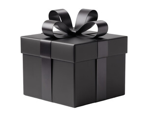 Obraz premium Luxurious black gift box with elegant ribbon bow, perfect for premium celebrations and special occasions