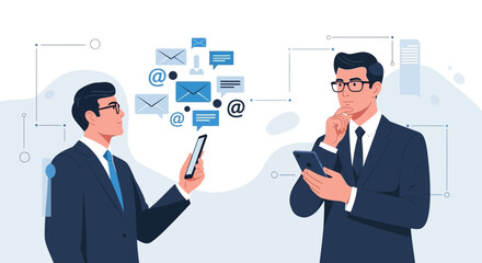 Businessmen Using Smartphones and Email Concept for Communication and Technology