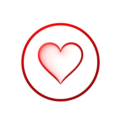 Red heart outline icon in minimalist circular badge