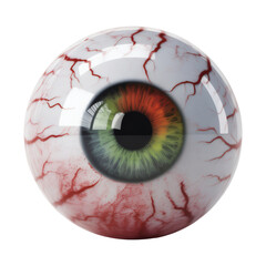 Stunning hyperrealistic human eyeball with red veins and multicolor iris, perfect for medical science or horror concepts