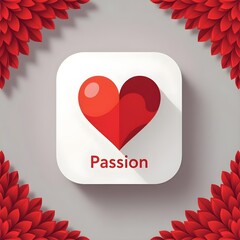 Valentine heart sticker on textured red fabric background