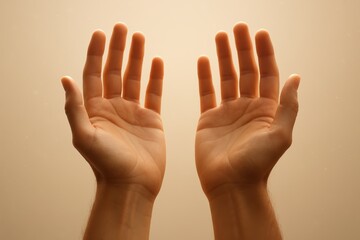 Uplifted hands in soft golden light symbolizing hope prayer gratitude and blessing