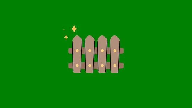 A green background with two surfboards and star pair of skateboards on wooden fence snowboards green screen animated chromakey background depth layers design creative style figure elements