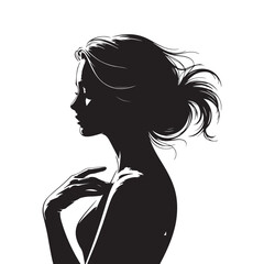 Elegant Woman Silhouette with Flowing Hair Illustration