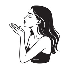 Beautiful Female Profile Vector Art in Black and White