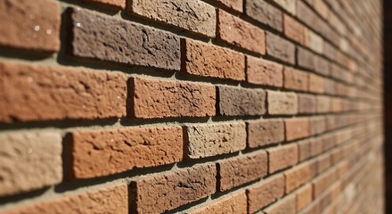 Fototapeta premium Detailed brick wall texture with varying shades and natural sunlight
