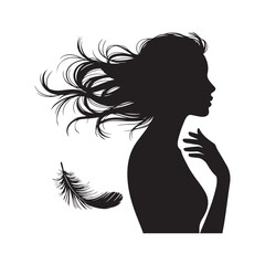Beautiful Female Profile Vector Art in Black and White