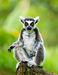 Fototapeta premium Ring-tailed lemur sits alert