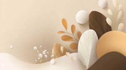 Abstract floral composition with soft colors and decorative elements