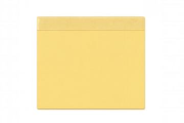 Yellow gift box with lid showing textured surface, ready for customization. Isolated with transparent background