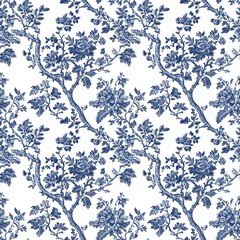 Seamless Blue White Porcelain Pattern Background Chinese Decorative Design