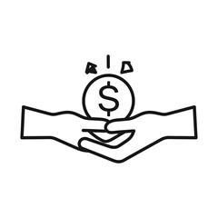 Two hands holding a coin