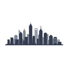 Obraz premium Modern City Skyline Silhouette Flat Design.