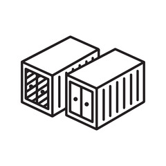 Shipping Containers Icon for Logistics and Freight Transportation, Isometric Cargo Box Line Art Symbol
