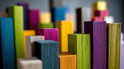 Colorful Wooden Blocks Composition