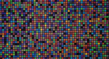 Texture of a dense, randomized static of tiny, brightly colored squares