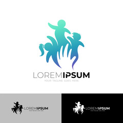 Children care logo with charity design template, unity logos