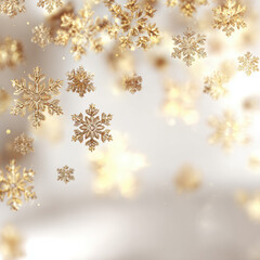 Minimalist Christmas background with soft golden snowflakes, elegant and festive seasonal design.
