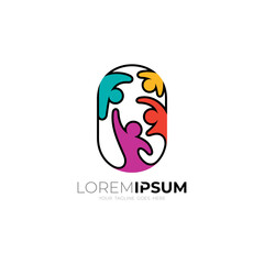 Charity logo, people care logo with community design template, unity