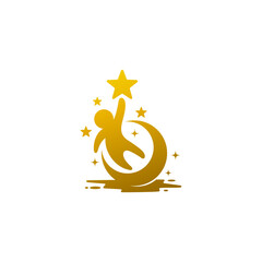 Children logo and star design combination, moon logos