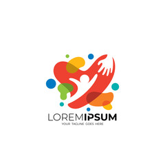 logo, heart logo and people care design combination, colorful style