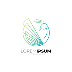 Simple peacock logo with line design template, luxury logos